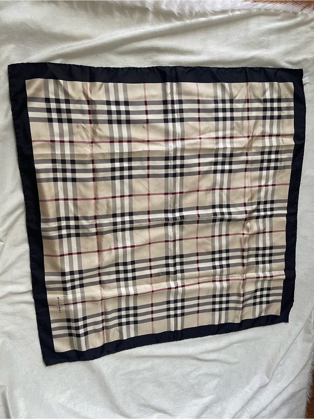 Burberry Beige Plaid Silk Scarf - Picture 4 of 7